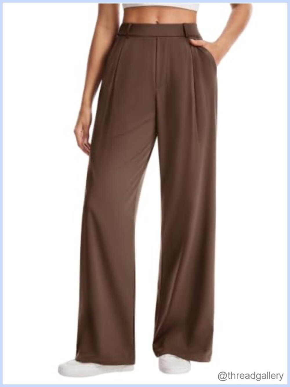 RIHOAS Wide Leg Dress Pants Stretchy Pull On Trousers with Pockets Work